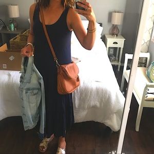 Navy blue Caslon cotton midi tank dress